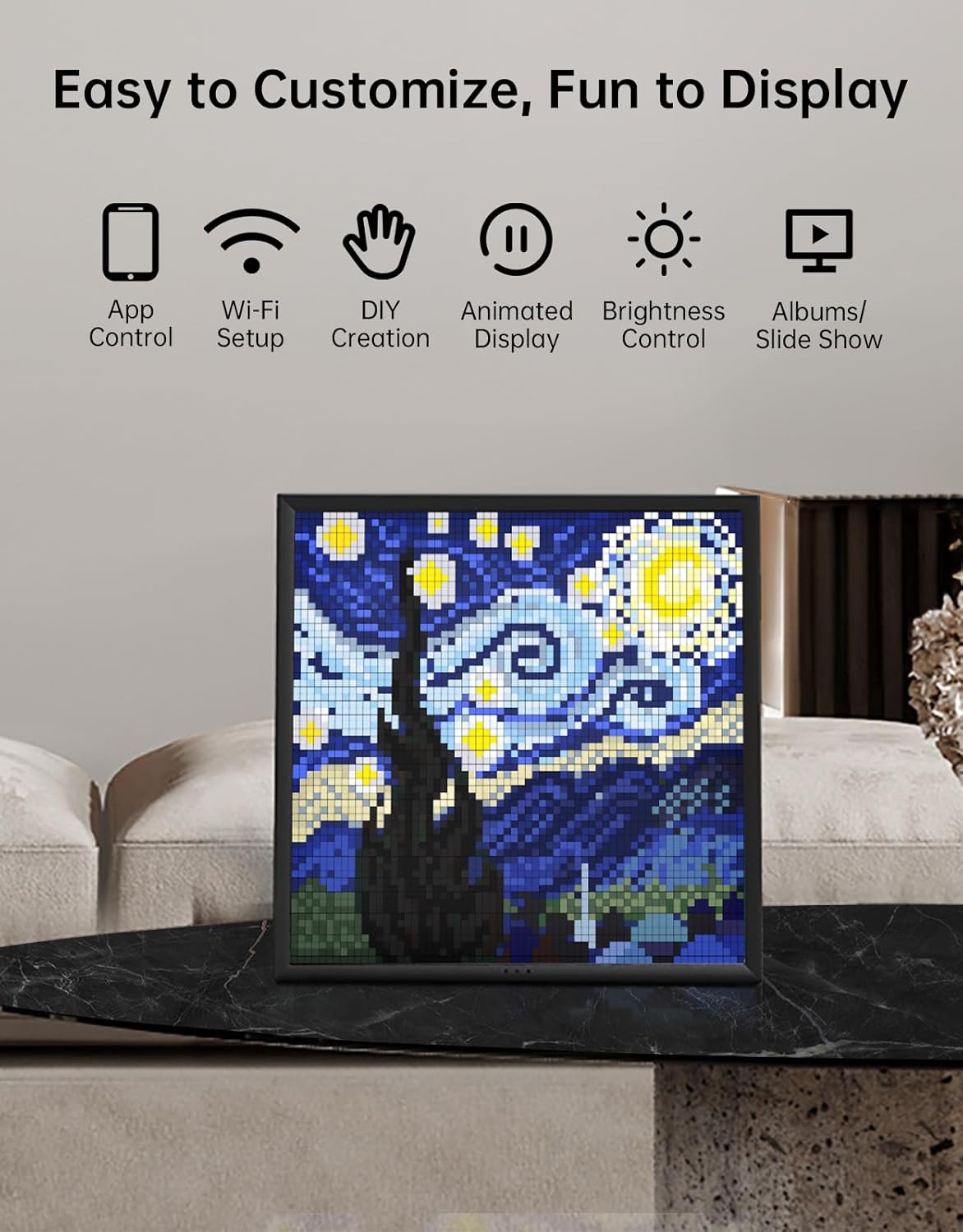 Divoom Pixoo-64 - WiFi Pixel Cloud Digital Frame with APP Control,64 X 64 LED Panel Display Frame for Gaming Room Decoration/Social Media Fans Counter - Image 4