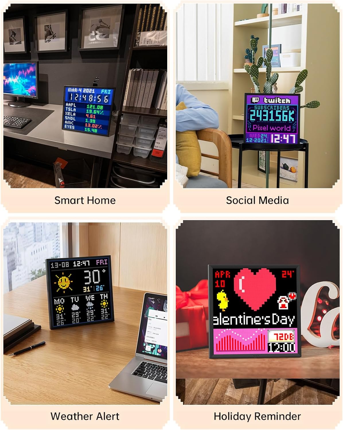 Divoom Pixoo-64 - WiFi Pixel Cloud Digital Frame with APP Control,64 X 64 LED Panel Display Frame for Gaming Room Decoration/Social Media Fans Counter - Image 5