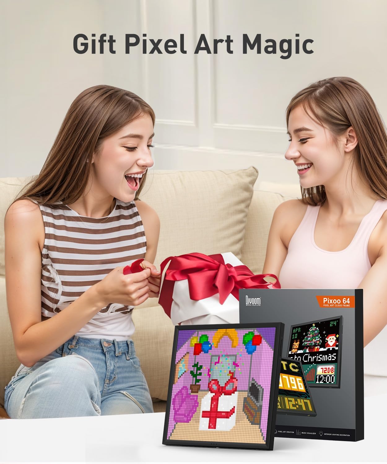 Divoom Pixoo-64 - WiFi Pixel Cloud Digital Frame with APP Control,64 X 64 LED Panel Display Frame for Gaming Room Decoration/Social Media Fans Counter - Image 7