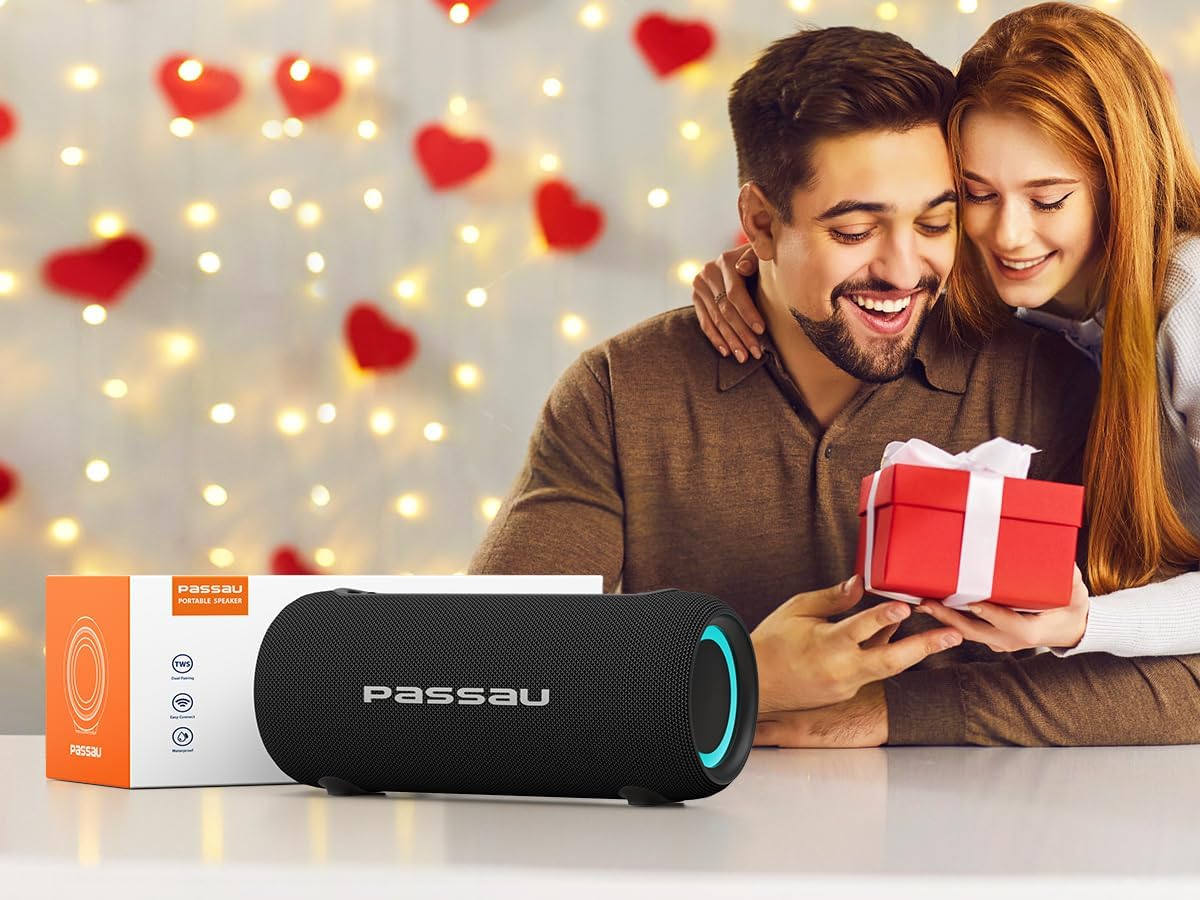 Passau Portable Bluetooth Speakers Loud 40W Peak Stereo Sound, Passive Radiators-Deep Bass, All Day Playtime, Adjustable Strap, BT5.3, IPX5 Wireless Speaker RGB Lights for Indoor Outdoor - Image 9